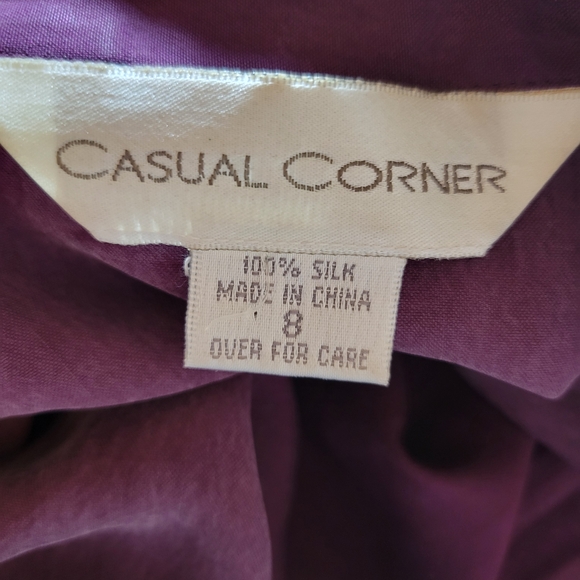 Casual Corner Long Sleeve Button down Rich Purple Silk Blouse - Picture 4 of 4